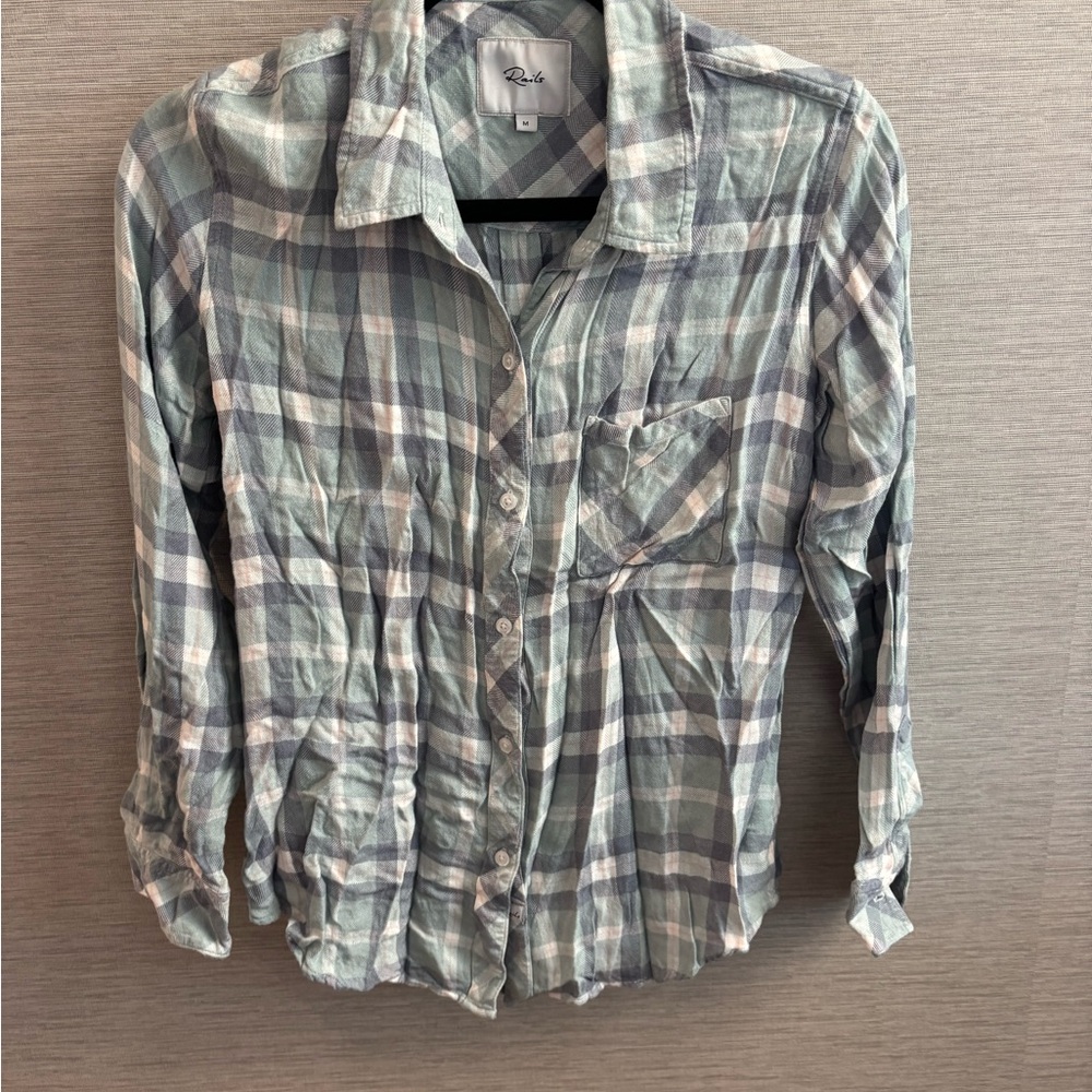 Rails Green and Blue Plaid Shirt